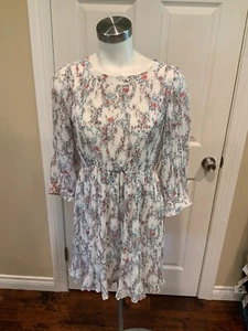 Mini abito mezza manica Anine Bing bianco plissettato stampa floreale, taglia small - Foto 1 di 7