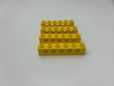 4 X Lego Technic 3894  Brick 1 x 6  with Holes - Bright Yellow - Image 1 of 3