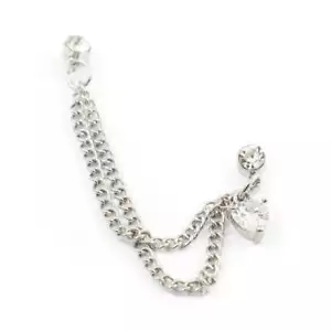Surgical Steel Cartilage Chain Dangle Earring 22 Gauge & Clear Heart - Picture 1 of 4