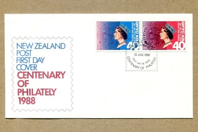 NEW ZEALAND. 100TH. Royal Philatelic Society 1988, 1, 13.  Elizabeth II. 40c FDC - Image 1 of 2