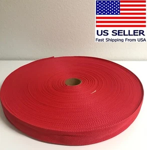 1" inch Polypropylene Webbing Nylon Strap (Red) 50 Yard Roll - Picture 1 of 1