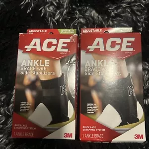 3M ACE Black Deluxe Ankle Reinforced Stabilizer Two Pack-DAMAGE BOX. - Picture 1 of 6
