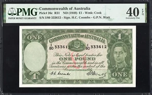 Australia 1 ONE Pound 26c R31 1949 Coombs Watt PMG40 Extremely Fine EPQ ORIGINAL - Picture 1 of 2