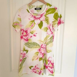 Reformation Tropical Floral Short Sleeve Tee White Pink Green Size Small - Picture 1 of 5
