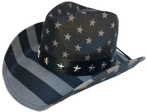 Headchange USA Blackout Flag Cowboy Hat Western Patriotic American Pride Raiders - Picture 1 of 2