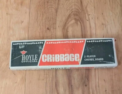 Hoyle Maple Wood Vintage Cribbage Board Master Continuous Track Pegs Box 6x14 - Image 1 of 4