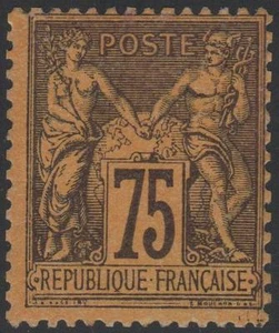 FRANCE STAMP TIMBRE YVERT 99 " SAGE 75c VIOLET SUR ORANGE" NEUF xx TB SIGNE RARE - Picture 1 of 1