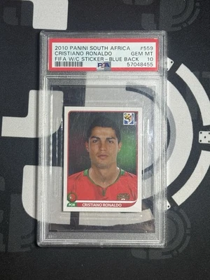 Pegatina Panini SA Copa Mundial de la FIFA 2010 espalda azul Cristiano Ronaldo PSA 10 POP 3 Foto 1 de 3