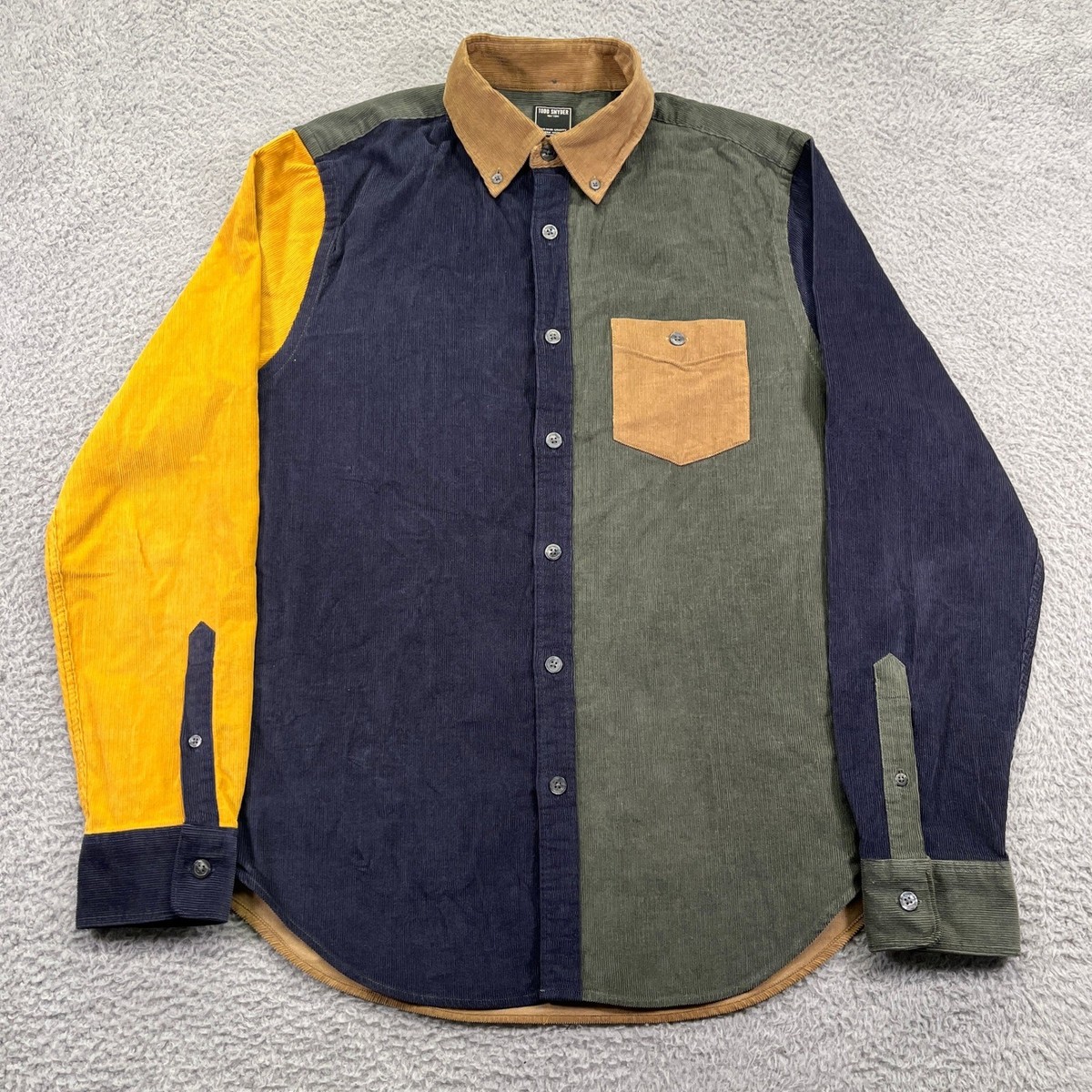 Men's Color Block Long Sleeve Pullover Shirt - Vintage Collar, Loose Fit, Casual Streetwear For Fall