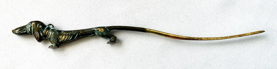 Brieföffner Hund Dackel Messing/Bronze Vintage 70er? ca. 26 cm lang - Bild 1 von 4