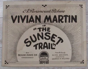 ORIGINAL Silent Movie Poster THE SUNSET TRAIL Vivian Martin Paramount Picture - Picture 1 of 5