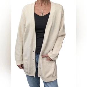 Vintage Nordstrom Town Square Angora Lambswool Cardigan Sweater Beige Size S - Picture 1 of 9