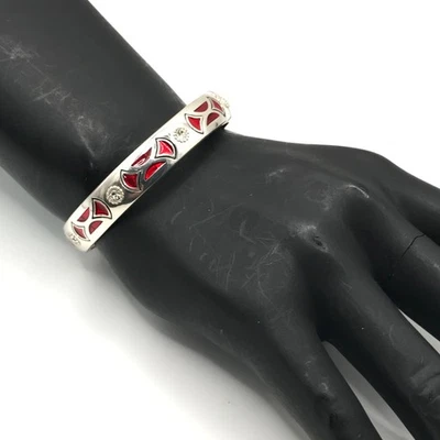 Brazalete Brazalete BRIGHTON Placa de Plata Fácil de Encargar Magnético Abierto Esmalte Rojo Foto 1 de 4