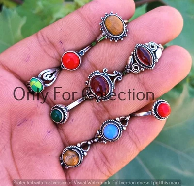 Delicado lote de anillos de opalita y mezcla enchapados en plata de ley 925 piedras preciosas preciosas joyas preciosas Foto 1 de 3