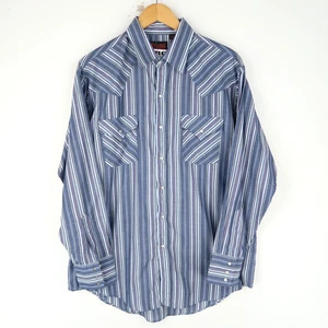 Plains Vintage striped Western Shirt Pearl snap Cowboy SZ L (T9722) - Picture 1 of 6