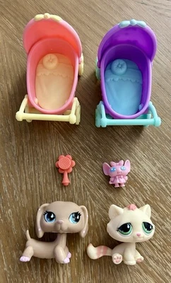 Littlest Pet Shop LPS Auténtico Raro #909 Perro Dachshund y # 914 Gatito Gato Foto 1 de 4