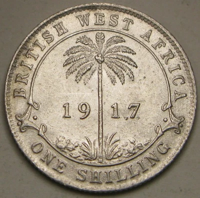 ÁFRICA OCCIDENTAL BRITÁNICA 1 chelín 1917 H - plata 0,835 - Jorge V. - XF+ - 2159 * Foto 1 de 2