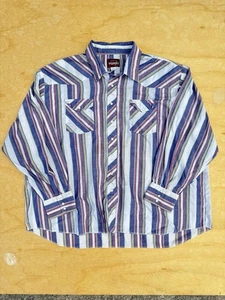Vintage Wrangler Button Up Brushpopper Cowboy Western Hemd 3XL Big Man Druckknopf gestreift - Bild 1 von 10