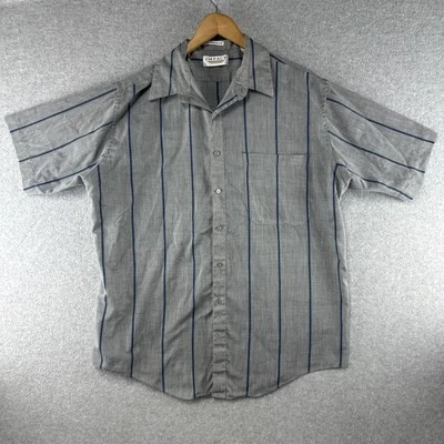Vintage Impact Men’s Gray Single Needle Tailoring Button Up Pinstripe Shirt (XL) - Image 1 of 4