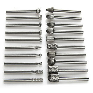 20pcs Carbide Burr Die Grinding Shank Rotary Drill Set Metal Carving Bit Tool