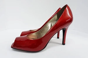 Gianni Bini Cherry Red Open Toe Stiletto Heels Peep Toe  SIZE 8.5M - Picture 1 of 14
