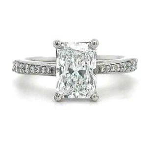 2.55 TCW Radiant Cut Moissanite Engagement Wedding Ring 14K White Gold Plated - Picture 1 of 11