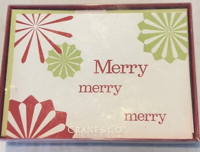 8 tarjetas y sobres forrados en rojo de Crane & Co Merry Holiday Foto 1 de 4