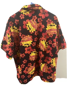 Hawaiian Tropic Beach Wear Oil Suntan Yellow Aloha Shirt Coconut Lotion 2XL - Picture 1 of 7