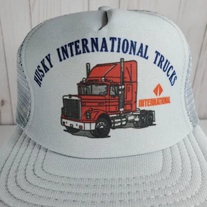 VTG Husky International Trucks Hat Diesel Snapback Trucker Mesh Gray NWOT - Picture 1 of 8