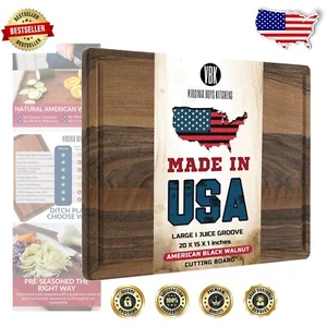 Knife-Friendly Sustainable Walnut Cutting Board 20"x15" for Effortless Food Prep - Picture 1 of 11