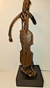 Bronze Art Casting Co Vintage Mid Century BRUTALIST Metal Sculpture Cellist - Imagen 1 de 8