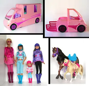 Barbie Equestrian SISTERS FOLD-OUT CAMPER RV, CAR - 2012 - 4 dolls, 2 horses - Picture 1 of 24