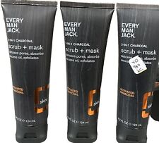 Every Man Jack 3 Pack 2-in-1 Charcoal Scrub + Mask w/ Charcoal