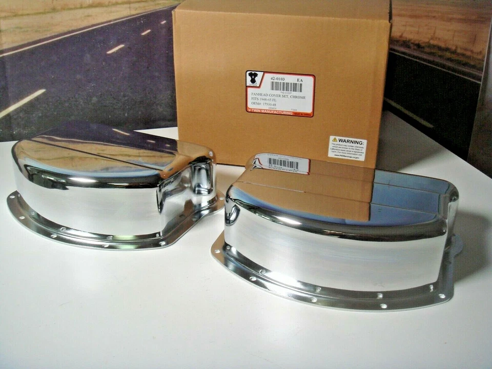 Cubiertas de válvula basculante cromadas Harley Panhead FL 1948-65 48-65 V-Twin 42-0103 X9 Foto 1 de 4
