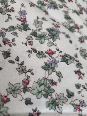 Vntg Sewing Fabric Concord Joan Kessler Small Print Viney Floral 25x45" Cotton - Image 1 of 4