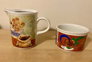 Rare Lavazza Cafe des Arts Limited Edition Creamer and Sugar Set Van Gogh Miro - Picture 1 of 12