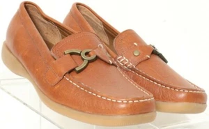 RJ Colt Skylar Cognac Brown Leather Moc Toe Loafer Brass Bit shoes Women's 7.5 M - Picture 1 of 9