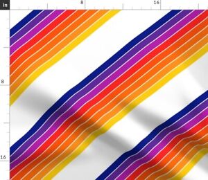 Retro 80S 70S Seventies Rainbow Candy Stripes Spoonflower Fabric by the Yard