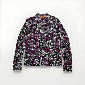 Tory Burch Damen 100% Seide Langarm Blumen Button Down Bluse Größe L Boho - Bild 1 von 14