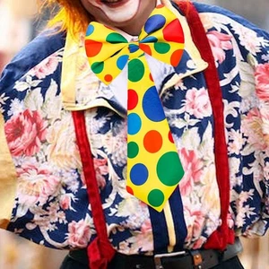 Ensemble cravate et nœud papillon clowns motif points colorés adultes nœud papillon et cravate pour - Photo 1/6