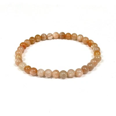 6mm Moonstone Gemstone Round Bead Unisex Stretch Bracelet - Image 1 of 2