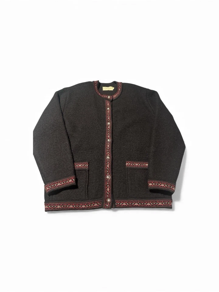 Cárdigan Suéter Vintage LL Bean Mujer Talla M Negro Nórdico Escandinavo Lana Foto 1 de 4