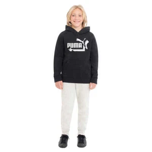 PUMA Youth French Terry Hoodie, Black or Gray - Picture 1 of 14