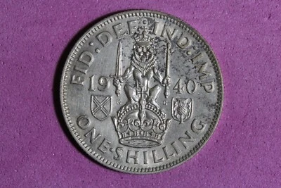 1940 Great Britain Scottish Crest 1 Shilling Silver Coin #M22228 - Image 1 of 2