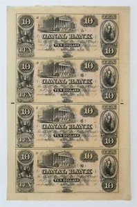 Canal Bank - New Orleans Canal Banking Co. 10 $ ungeschnittenes Blatt (LA105UNLX2 G24a x 4) - Bild 1 von 2