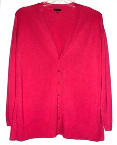 Talbots Women's Button Front V-Neck Cardigan Size L Pink B*H - Picture 1 of 6