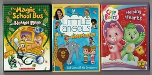 3 Kids' DVDs: MAGIC SCHOOL BUS, LITTLE ANGELS - ANIMALS, CARE BEARS, Ages 3-8 - Picture 1 of 9