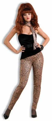 Leggings de moda años 80 con estampado de animales Br/Negro Poliéster/Spandex cintura elástica Foto 1 de 2