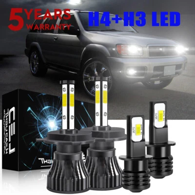 For Nissan Pathfinder 2001-2004 6000K LED Headlight Hi/Lo + Fog Lights Bulbs 4pc - Image 1 of 4