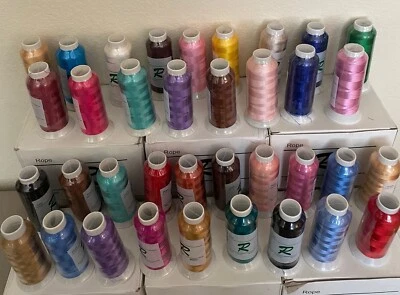 Lot of 36 Rope Viscose Rayon Thread Spool Cone 5000Y Colors Embroidery Machine - Image 1 of 4